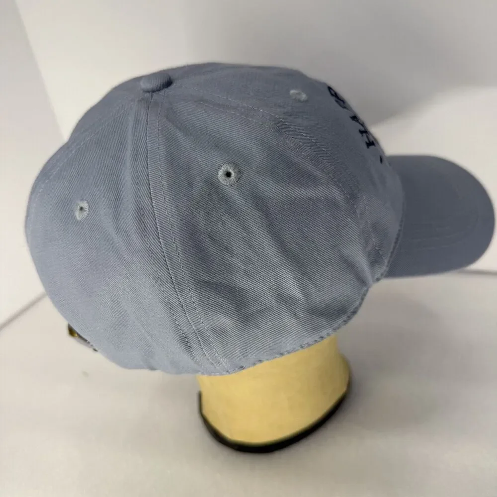 Anthropologie Hat Strapback Happy Hour Social Club Blue Embroidered Dad Cap Logo
